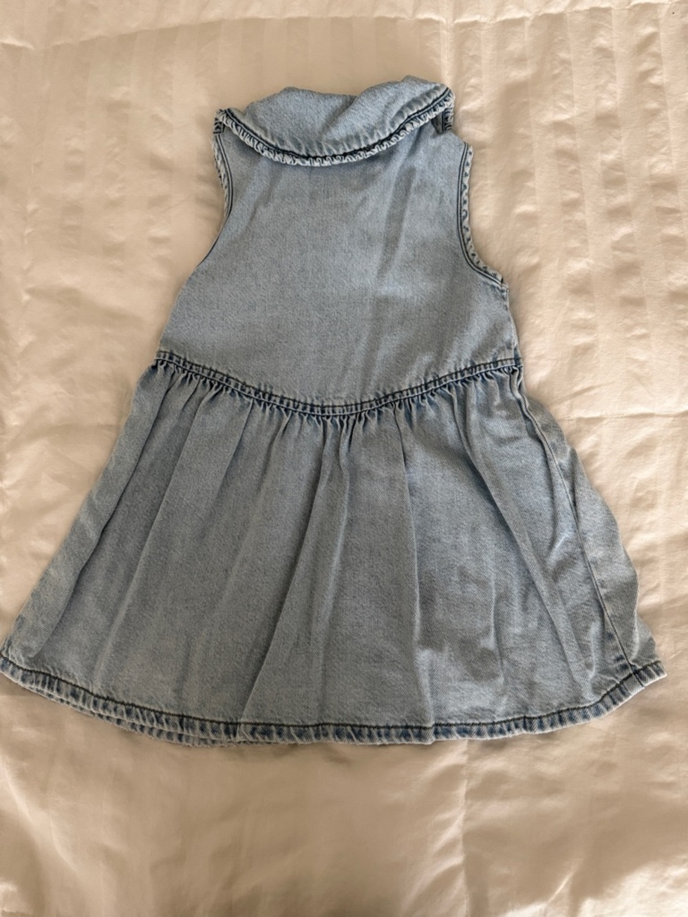 Zara Light Blue Denim Dress with Scalloped Collar - Picture 4 of 4